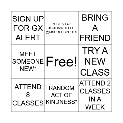 GX ON WHEELS Bingo Card