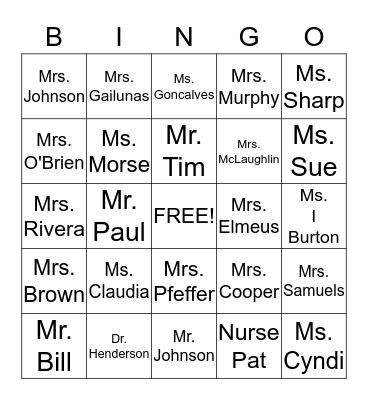 Henderson Bingo Card