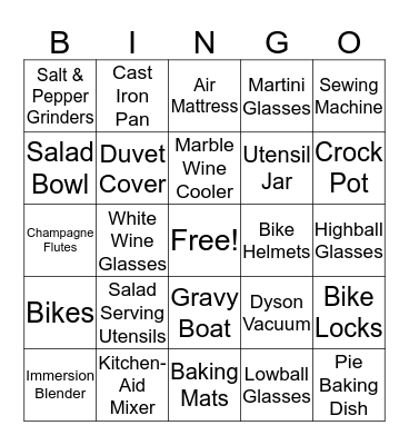 Rachel's Bridal Shower Bingo! Bingo Card