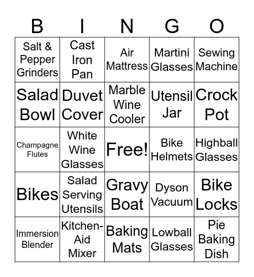 Rachel's Bridal Shower Bingo! Bingo Card