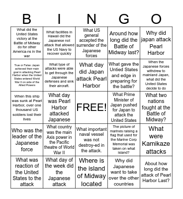 Pacific Bingo Card