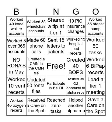 June Renewal Rep Bingo Card