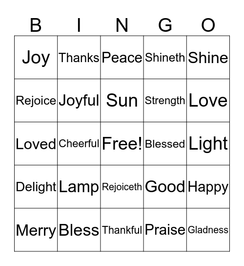 Bright Side Bingo Card