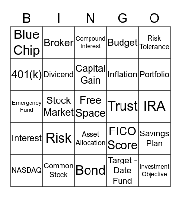 FINANCIAL BINGO Card