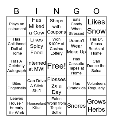 Coworker Bingo Card