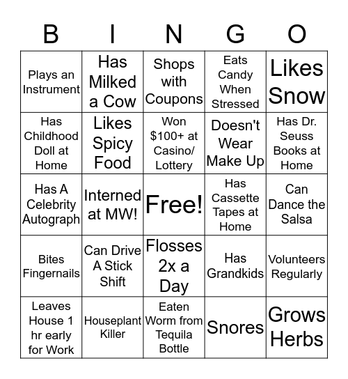 Coworker Bingo Card