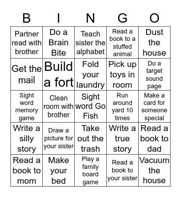 Chris and Nick Bingo Card