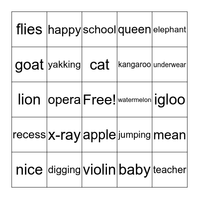 Alphabet Bingo Card