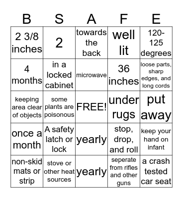 Safety BINGO!!! Bingo Card