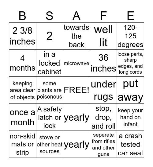 Safety BINGO!!! Bingo Card