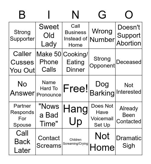 #StillLegalWV Campaign Bingo Card