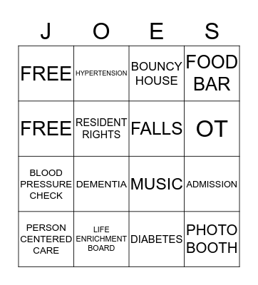 St. Joseph's Nursing & Rehab Open House  Bingo Card