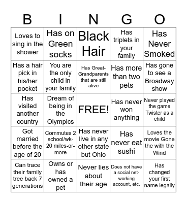 Untitled Bingo Card