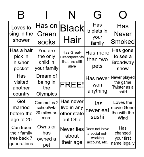 Untitled Bingo Card