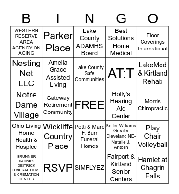 Senior Day Vendor Bingo Card