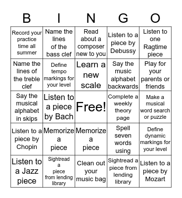 Summer Bingo  Bingo Card