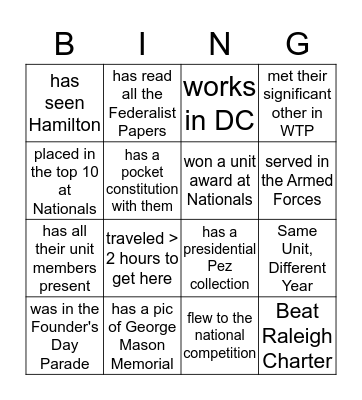 Find a Peep... Bingo Card