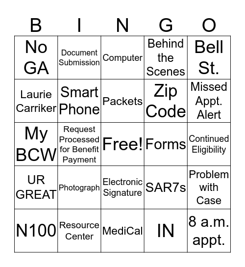 BCW Bingo Card