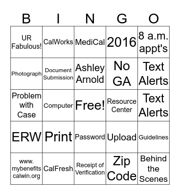 BCW Bingo Card