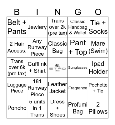E T R O Bingo Card