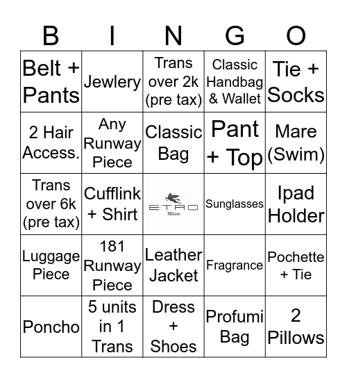 E T R O Bingo Card