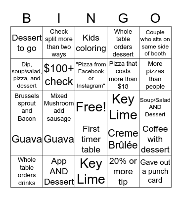 TCB Bingo Card