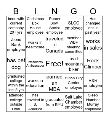 Networking Bingo Card