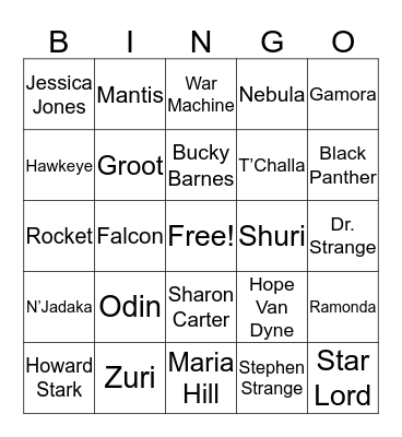 MCU BINGO!!!!!!!!!! Bingo Card