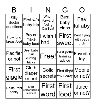 Baby Bingo Card