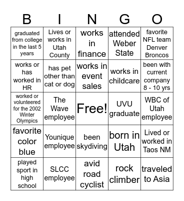 Networking Bingo Card
