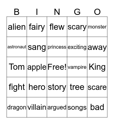 Fairy Flare Rap Bingo Card