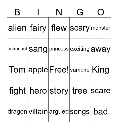 Fairy Flare Rap Bingo Card