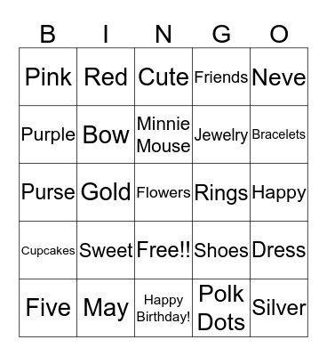 Happy Bithday Neve! Bingo Card