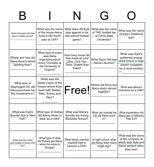 Get to Know the Bride & Groom Bingo Card