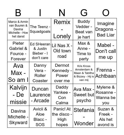 Muziek bingo Card