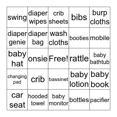 baby shower bingo Card