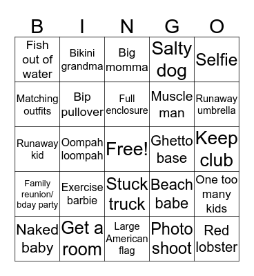 Beach Bingo Card