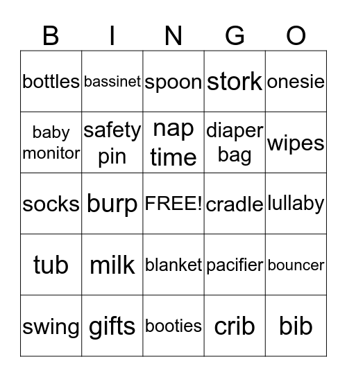 Babyshower Bingo Card