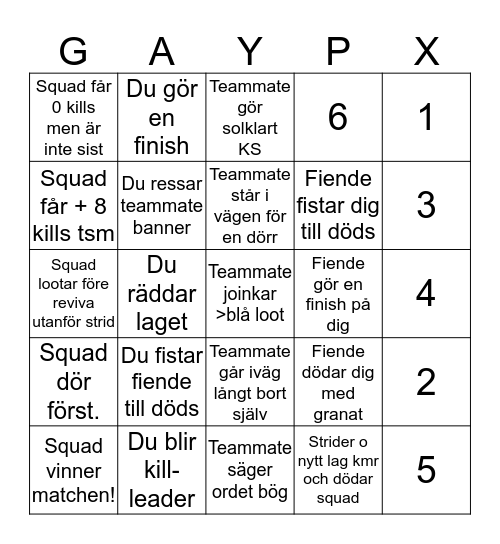 Apex Bingo Lingo Bingo Card