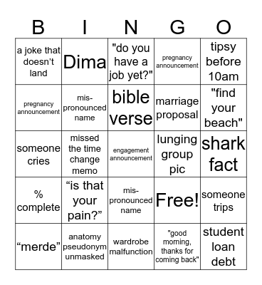 Graduation  Bingo Card