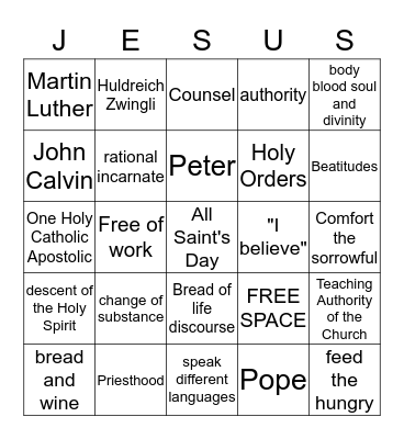 Last Class BINGO Card