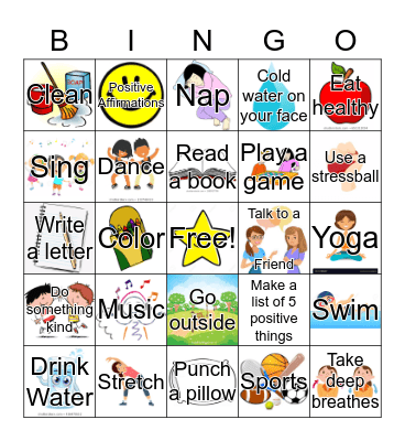 Coping Skills Bingo Card