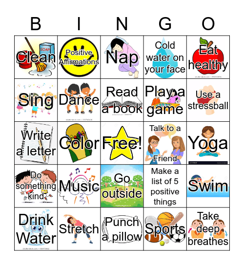 Coping Skills Bingo Card