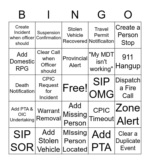 CPIC Bingo Card