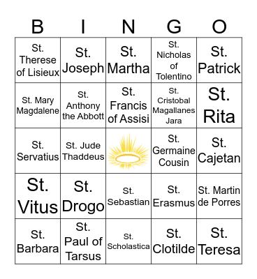 SAINTS Bingo Card