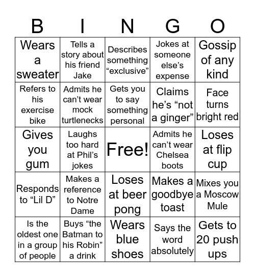 Danny Bingo Card