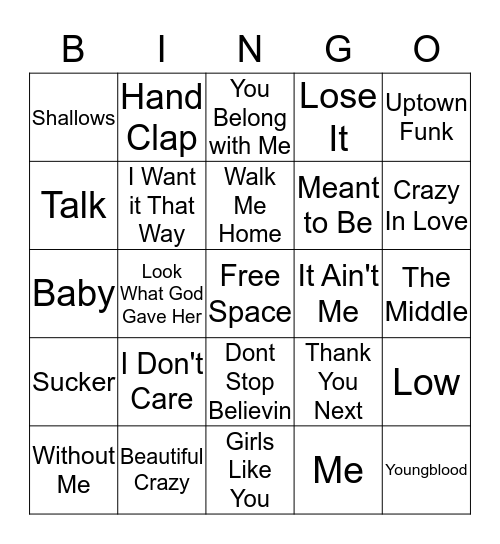 DC Music Bingo Card
