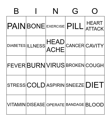 Health and Medicine Bingo Card