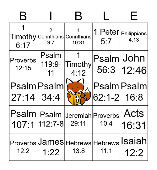 BIBLE VERSES Bingo Card