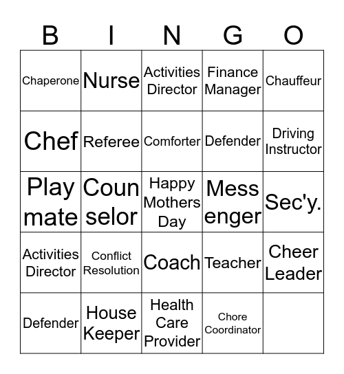 Mothers Day!!! Bingo Card